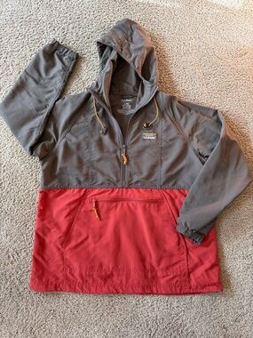 LL Bean mountain classic anorak hooded pullover jacket windbreak misses L petite